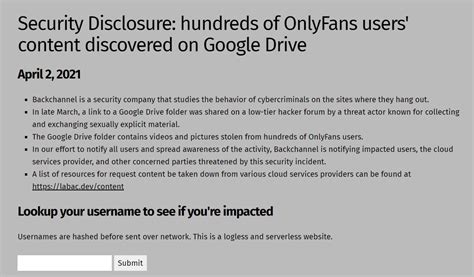 site drive.google.com onlyfans|Security Disclosure: hundreds of OnlyFans users content ...